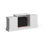 Chimenea eléctrica LED con control remoto, repisa de piedra blanca y almacenamiento