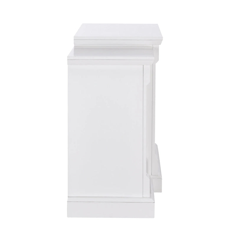 Chimenea eléctrica LED con control remoto, repisa de piedra blanca y almacenamiento