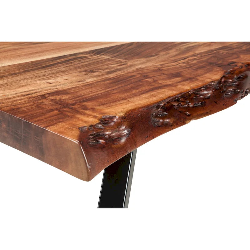 Mesa de comedor rústica de madera maciza estilo casa de campo
