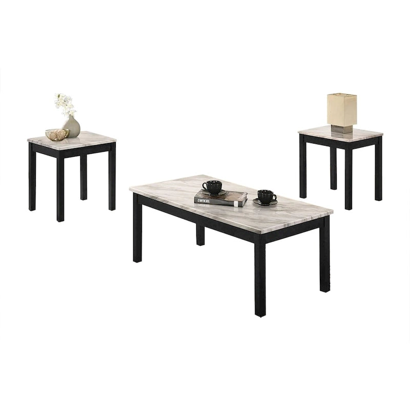 Mesa de centro de 3 piezas con tablero de imitación mármol