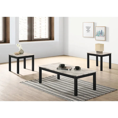 Mesa de centro de 3 piezas con tablero de imitación mármol