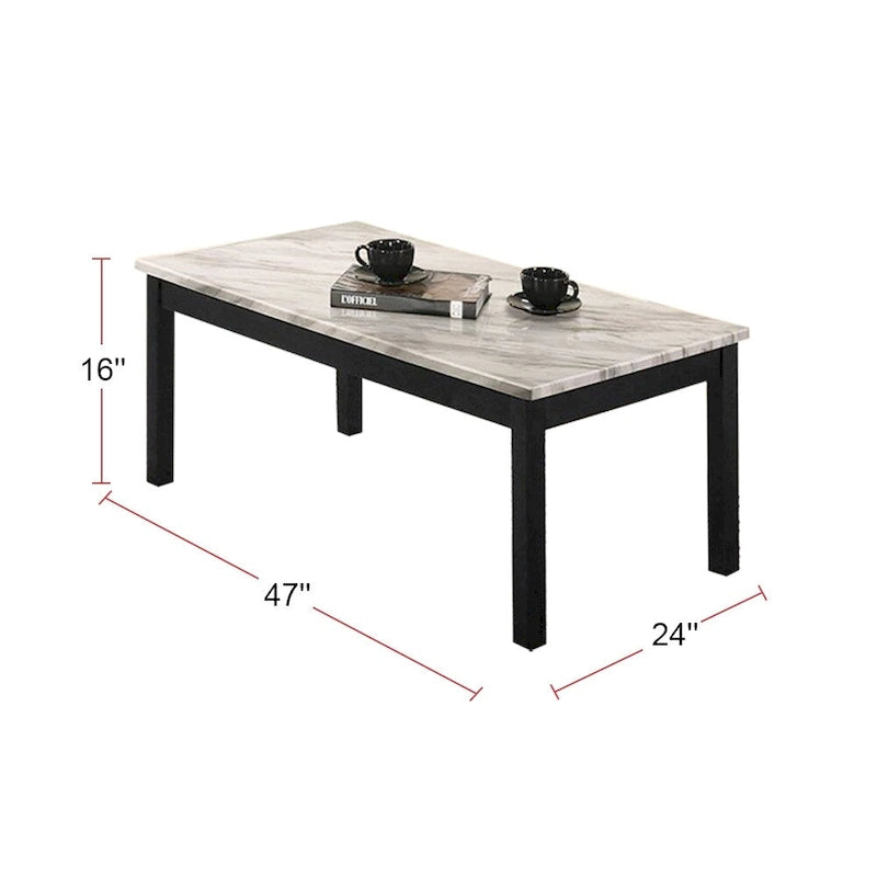Mesa de centro de 3 piezas con tablero de imitación mármol