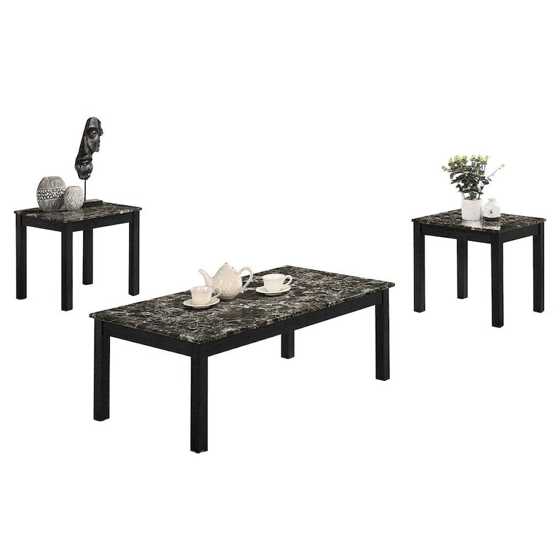Mesa de centro de 3 piezas con tablero de imitación mármol