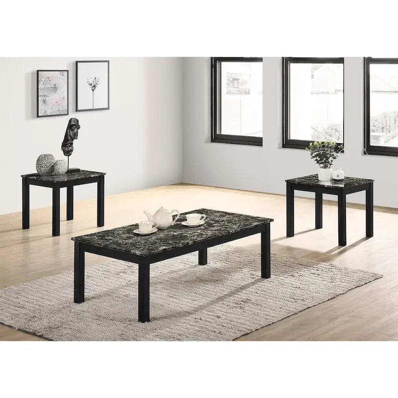 Mesa de centro de 3 piezas con tablero de imitación mármol