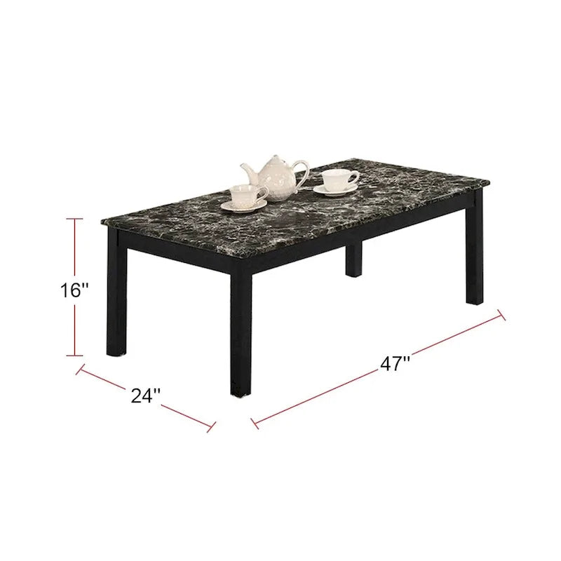Mesa de centro de 3 piezas con tablero de imitación mármol