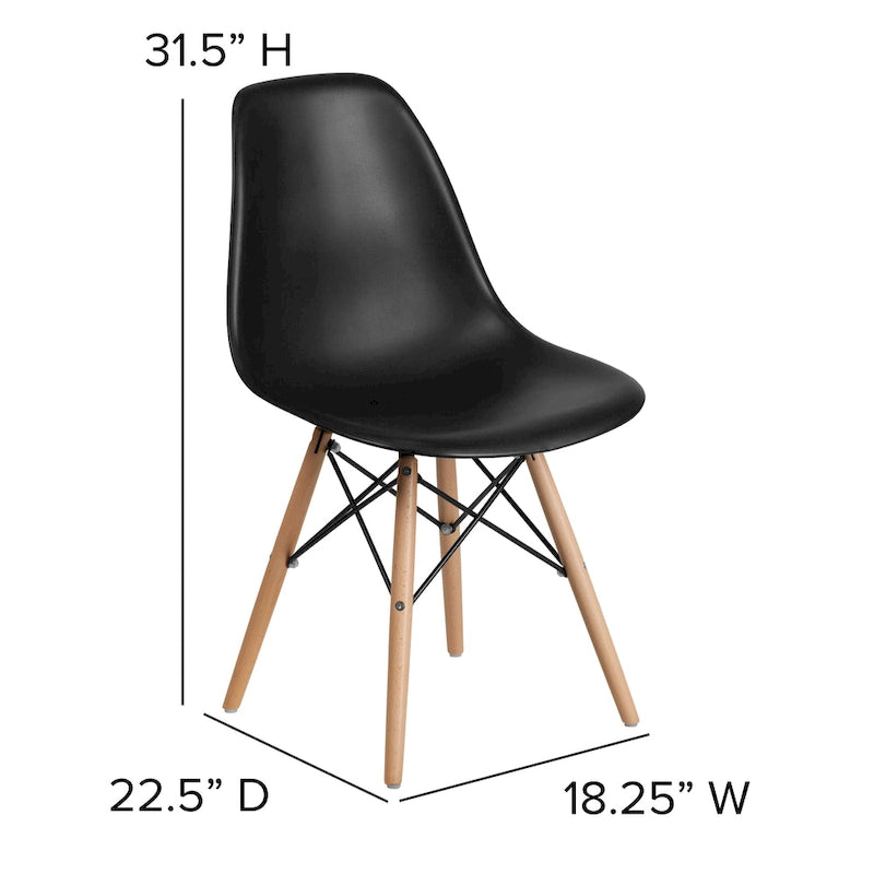 Silla de plástico con patas de madera