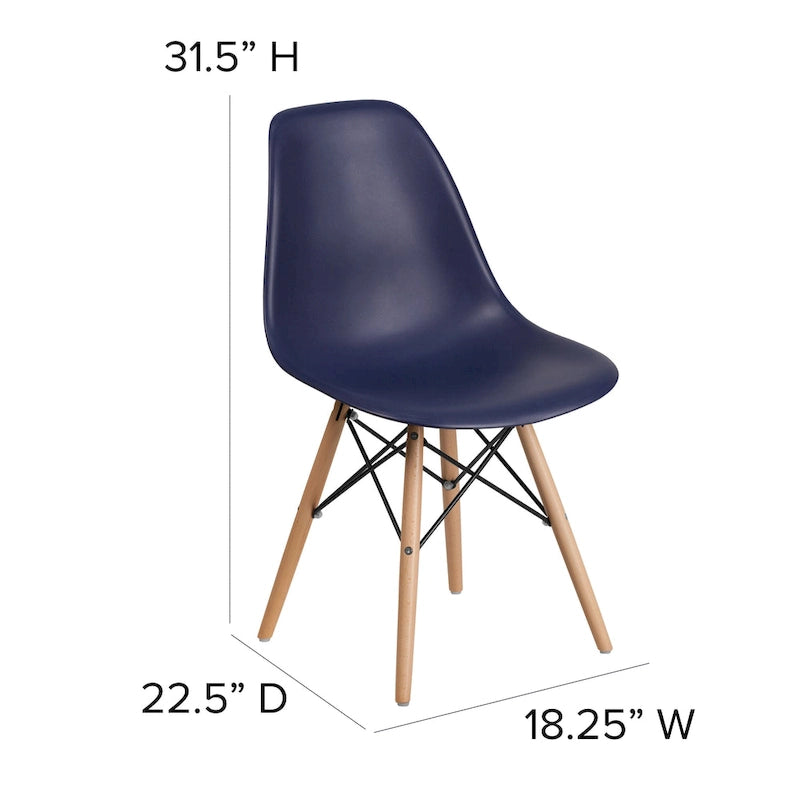 Silla de plástico con patas de madera