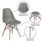 Silla de plástico con patas de madera