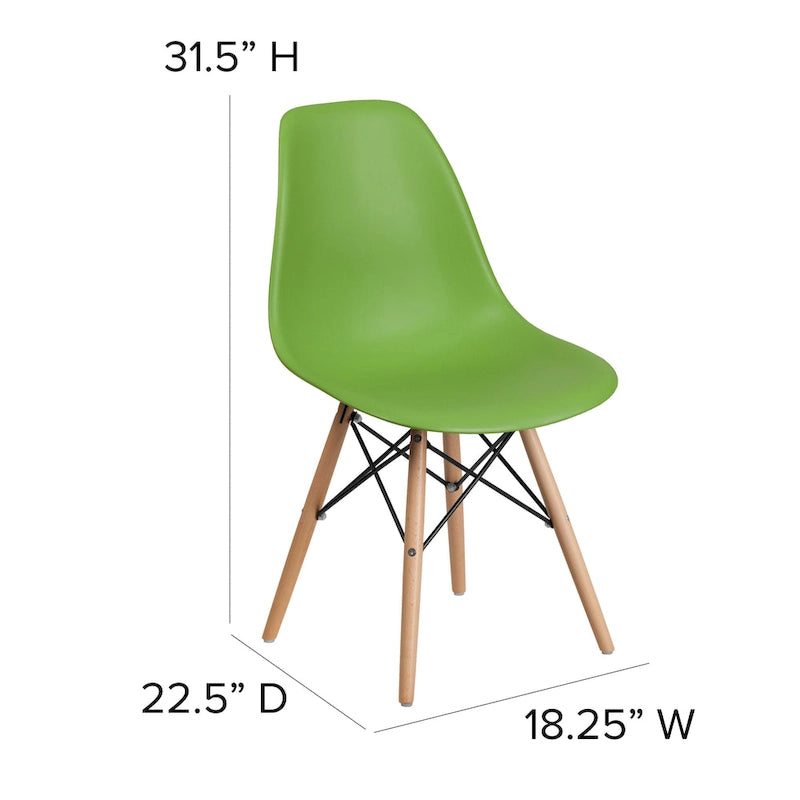 Silla de plástico con patas de madera