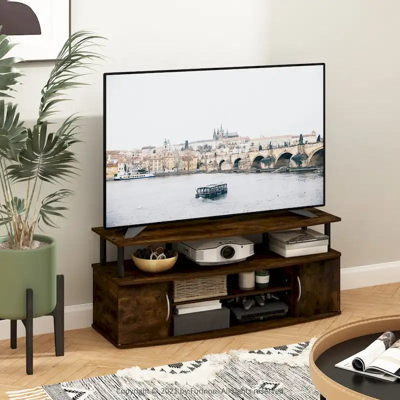 Mueble grande de entretenimiento. Soporta televisores de hasta 55 pulgadas.