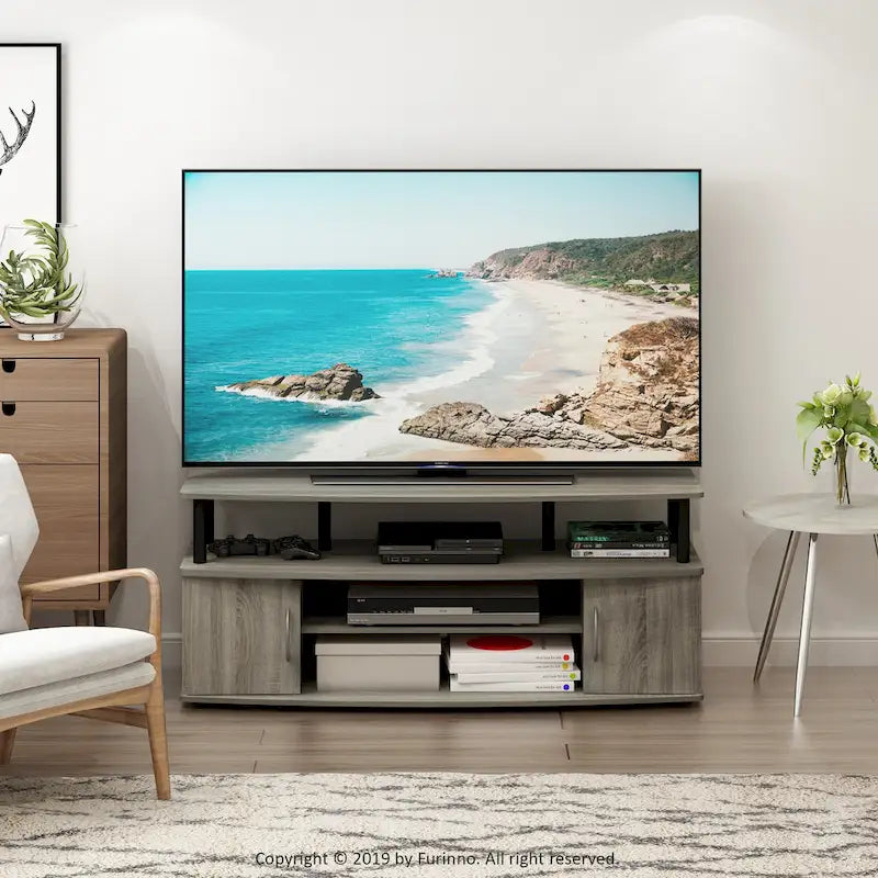 Mueble grande de entretenimiento. Soporta televisores de hasta 55 pulgadas.