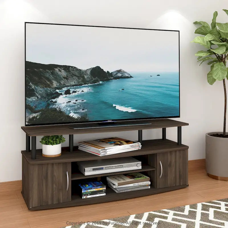Mueble grande de entretenimiento. Soporta televisores de hasta 55 pulgadas.