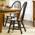 Silla de comedor rústica negra con respaldo de paja (paquete de 2)