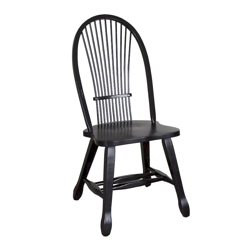 Silla de comedor rústica negra con respaldo de paja (paquete de 2)