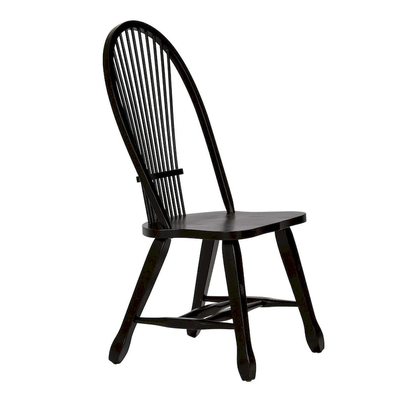 Silla de comedor rústica negra con respaldo de paja (paquete de 2)