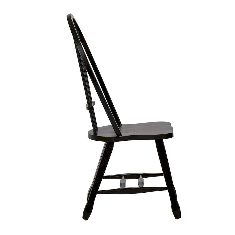 Silla de comedor rústica negra con respaldo de paja (paquete de 2)