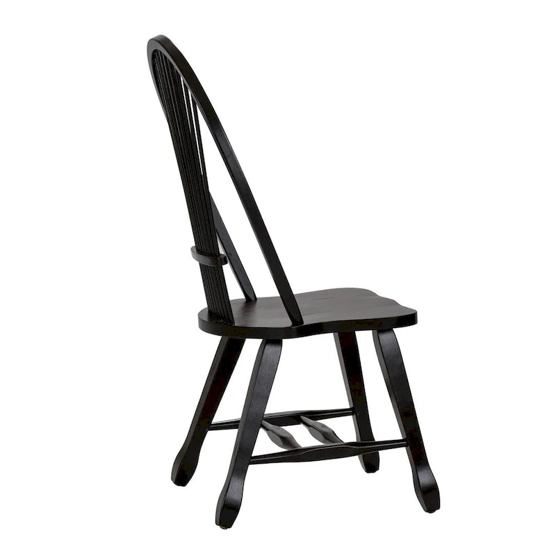 Silla de comedor rústica negra con respaldo de paja (paquete de 2)