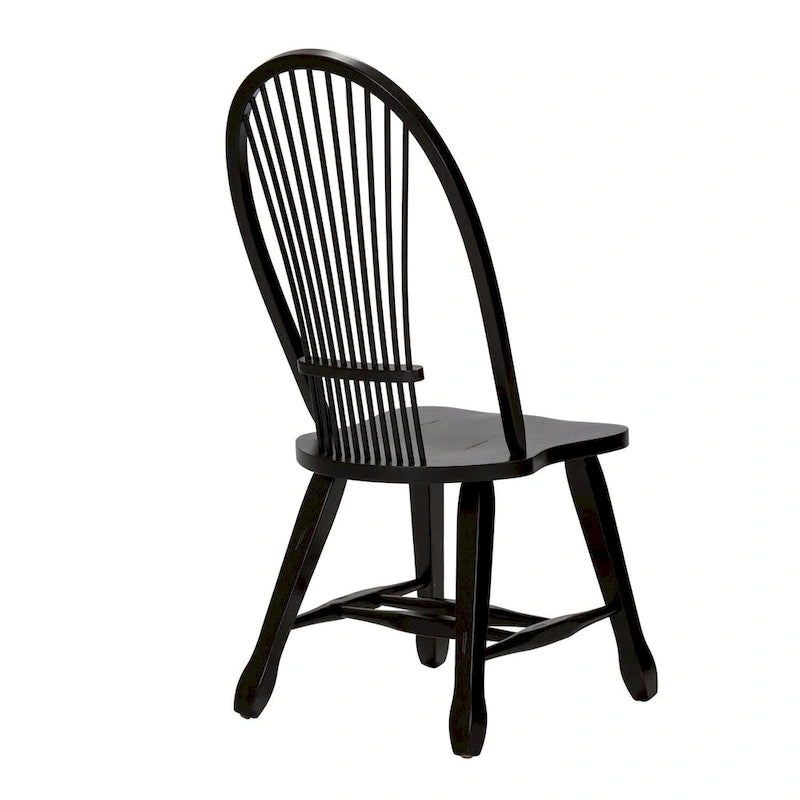 Silla de comedor rústica negra con respaldo de paja (paquete de 2)
