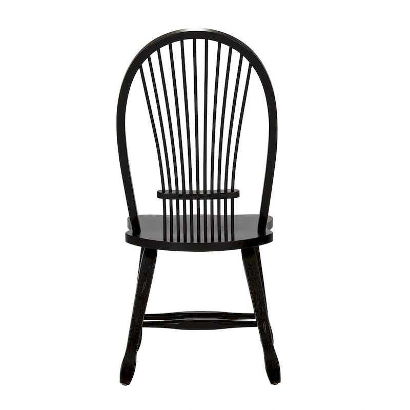 Silla de comedor rústica negra con respaldo de paja (paquete de 2)