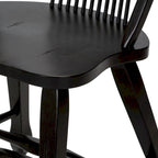 Silla de comedor rústica negra con respaldo de paja (paquete de 2)