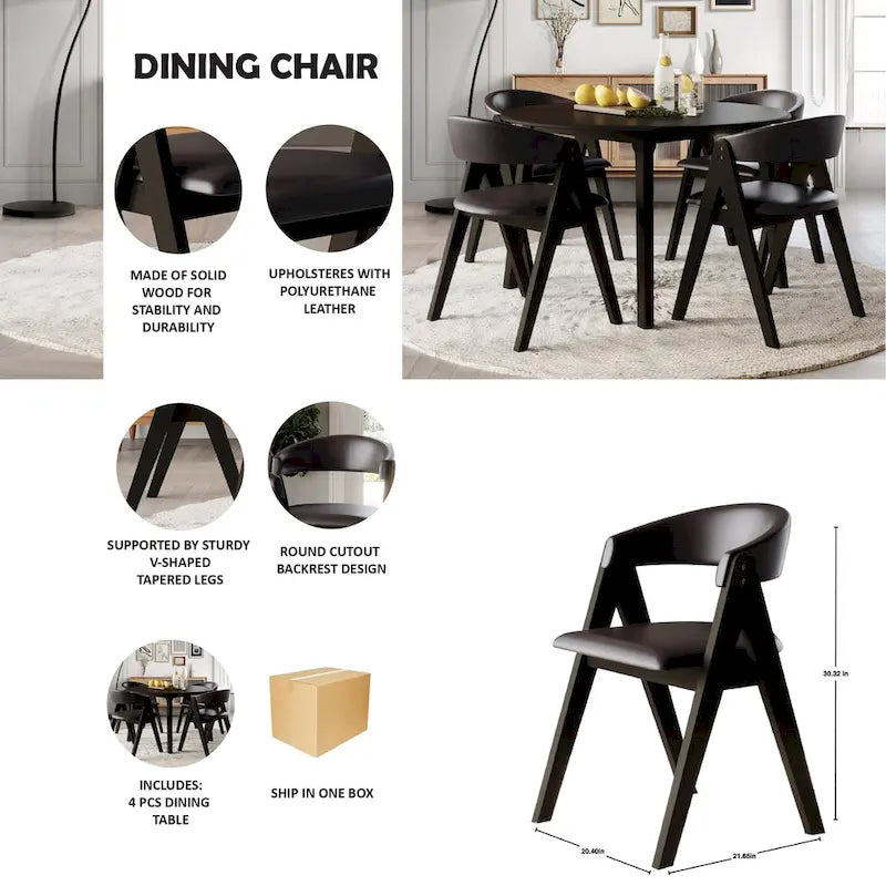 Sillas de comedor transicionales en forma de V (paquete de 4)