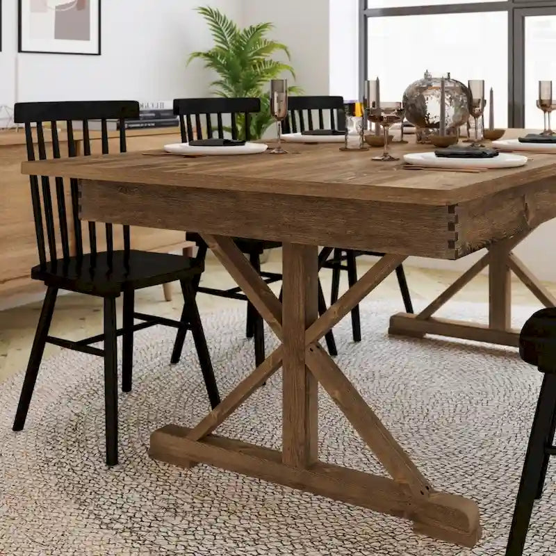 Mesa de comedor plegable rectangular rústica antigua de pino macizo de 7' x 40
