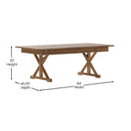 Mesa de comedor plegable rectangular rústica antigua de pino macizo de 7' x 40