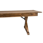 Mesa de comedor plegable rectangular rústica antigua de pino macizo de 7' x 40