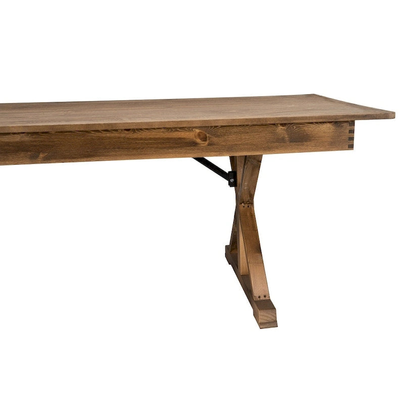 Mesa de comedor plegable rectangular rústica antigua de pino macizo de 7' x 40