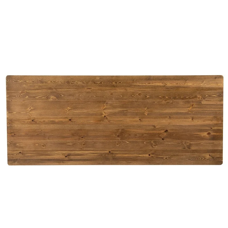 Mesa de comedor plegable rectangular rústica antigua de pino macizo de 7' x 40