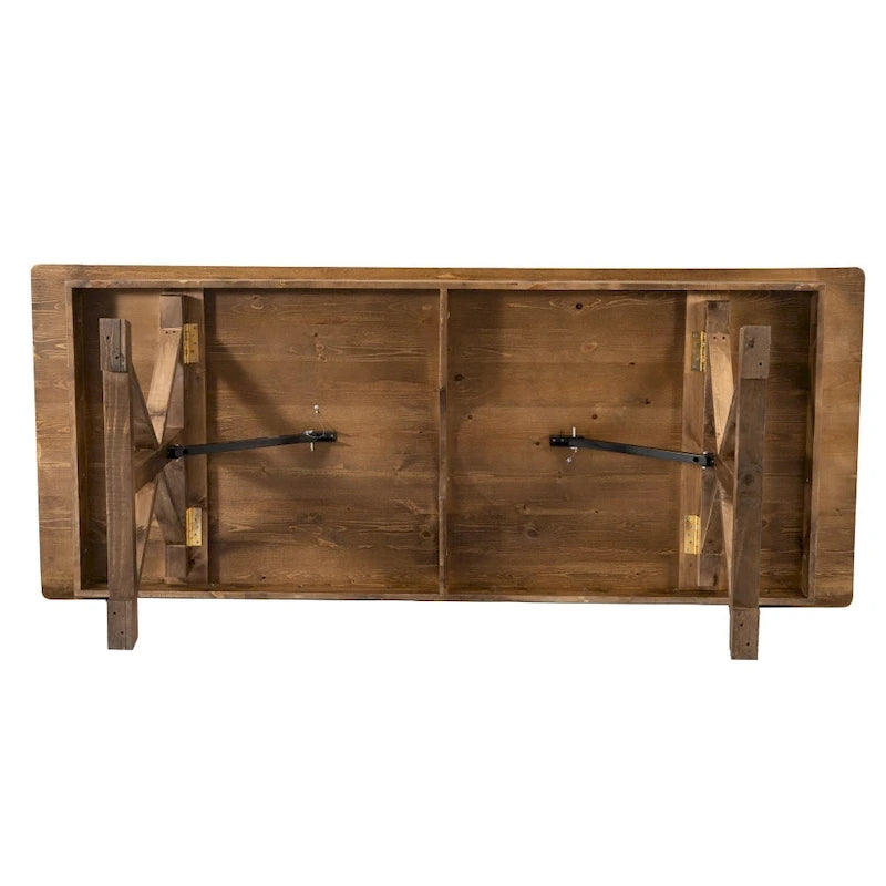 Mesa de comedor plegable rectangular rústica antigua de pino macizo de 7' x 40