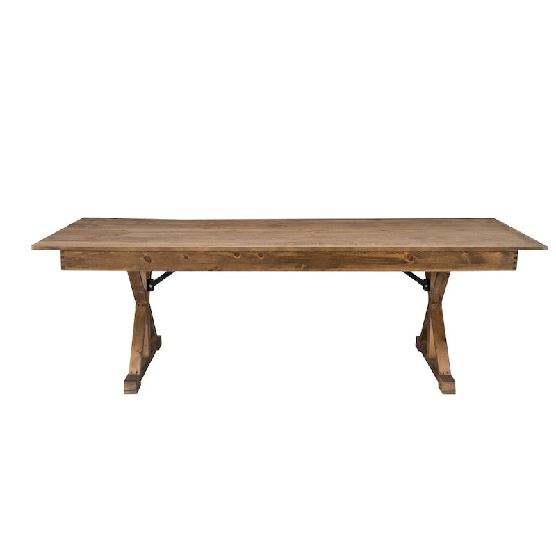 Mesa de comedor plegable rectangular rústica antigua de pino macizo de 7' x 40