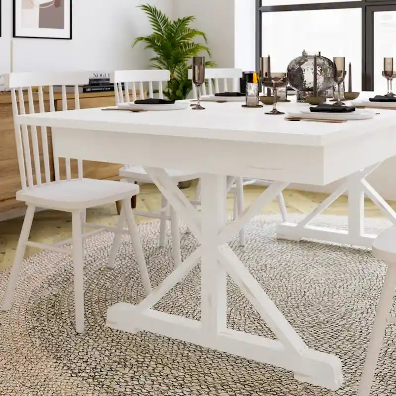 Mesa de comedor plegable rectangular rústica antigua de pino macizo de 7' x 40