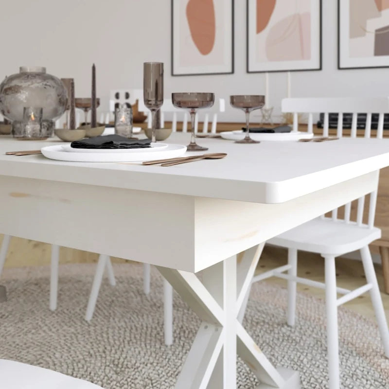 Mesa de comedor plegable rectangular rústica antigua de pino macizo de 7' x 40