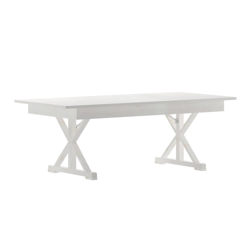 Mesa de comedor plegable rectangular rústica antigua de pino macizo de 7' x 40
