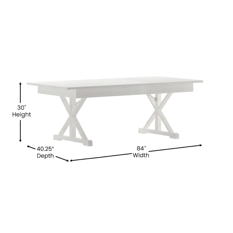 Mesa de comedor plegable rectangular rústica antigua de pino macizo de 7' x 40