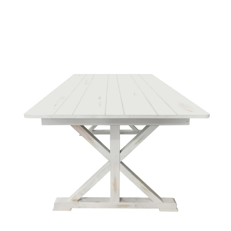 Mesa de comedor plegable rectangular rústica antigua de pino macizo de 7' x 40