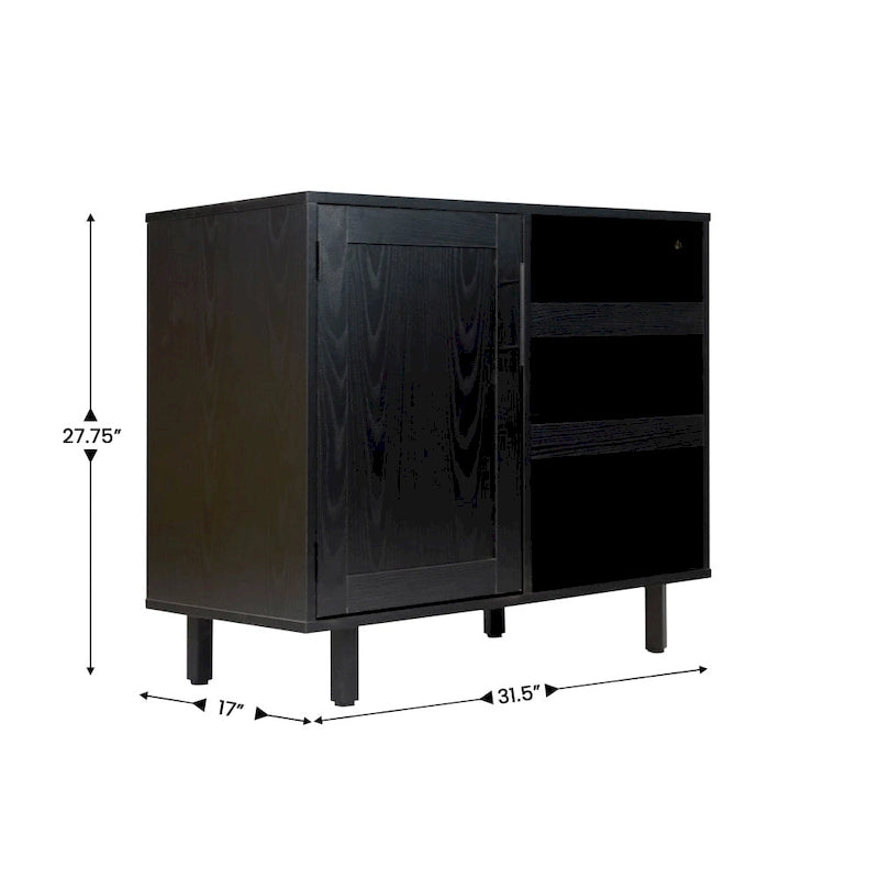 Aparador y mueble bar con almacenamiento abierto y cerrado