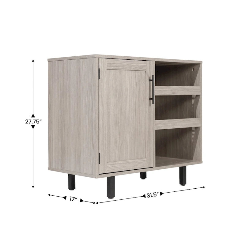 Aparador y mueble bar con almacenamiento abierto y cerrado