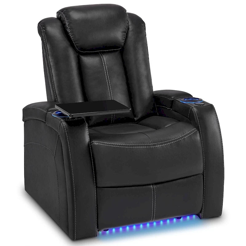 Sillón reclinable eléctrico, butaca de cine en casa con reposacabezas ajustable y mesa auxiliar HTS422