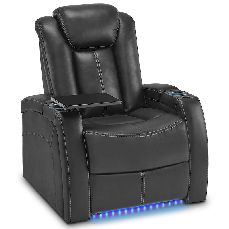 Sillón reclinable eléctrico, butaca de cine en casa con reposacabezas ajustable y mesa auxiliar HTS422