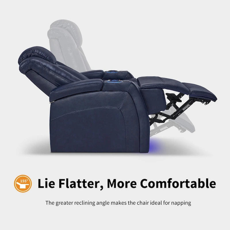 Sillón reclinable eléctrico, butaca de cine en casa con reposacabezas ajustable y mesa auxiliar HTS422