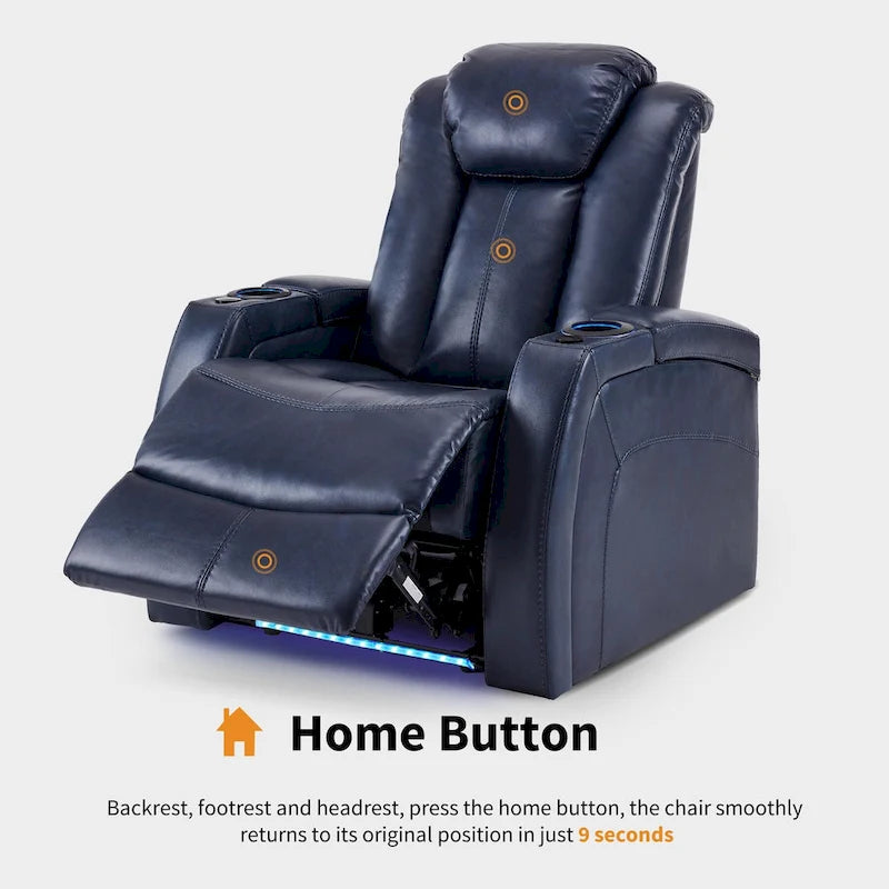 Sillón reclinable eléctrico, butaca de cine en casa con reposacabezas ajustable y mesa auxiliar HTS422
