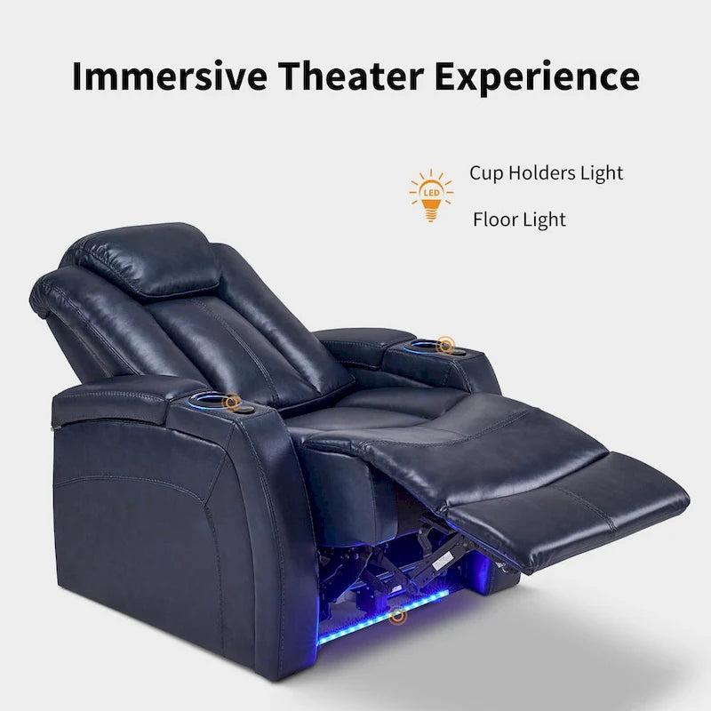 Sillón reclinable eléctrico, butaca de cine en casa con reposacabezas ajustable y mesa auxiliar HTS422