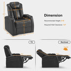 Sillón reclinable eléctrico, butaca de cine en casa con reposacabezas ajustable y mesa auxiliar HTS422