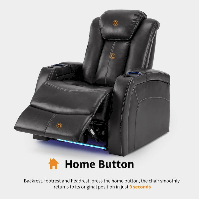 Sillón reclinable eléctrico, butaca de cine en casa con reposacabezas ajustable y mesa auxiliar HTS422