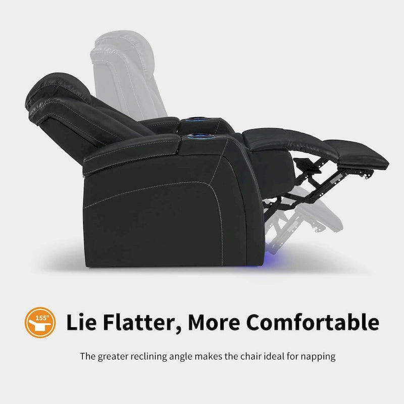 Sillón reclinable eléctrico, butaca de cine en casa con reposacabezas ajustable y mesa auxiliar HTS422