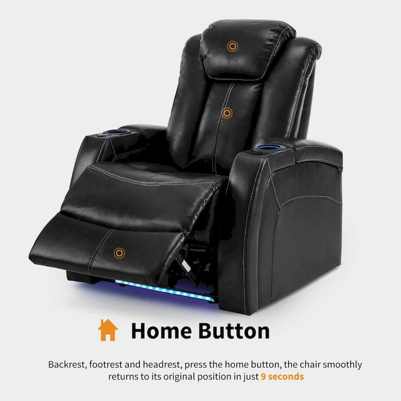 Sillón reclinable eléctrico, butaca de cine en casa con reposacabezas ajustable y mesa auxiliar HTS422