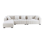 Sofá modular tapizado en terciopelo con capitoné y chaise longue izquierda