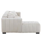 Sofá modular tapizado en terciopelo con capitoné y chaise longue izquierda